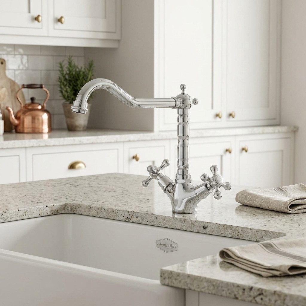 Aquanello Heritage Ascot Nostalgische Keukenkraan Chroom Tweegreeps CR-4002-HA